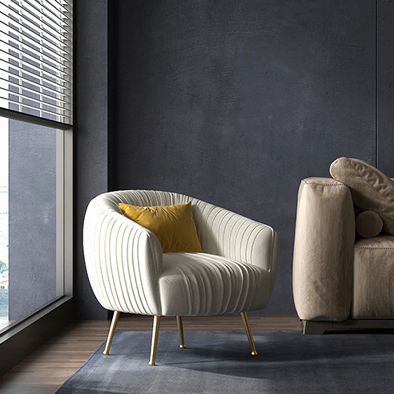 Contemporary Scandinavian Square Curved Velvet Eucalyptus Wood Iron Accent Chair Lounge Chair For Living Room