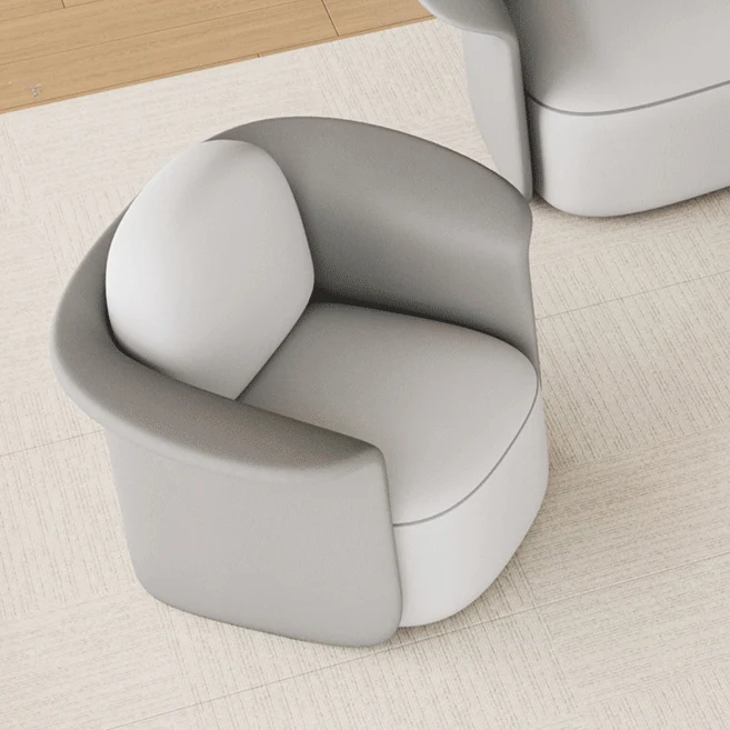Contemporary Scandinavian Round Cat Scratch Leather Solid Wood Accent Chair Lounge Chair Backrest For Dining Room