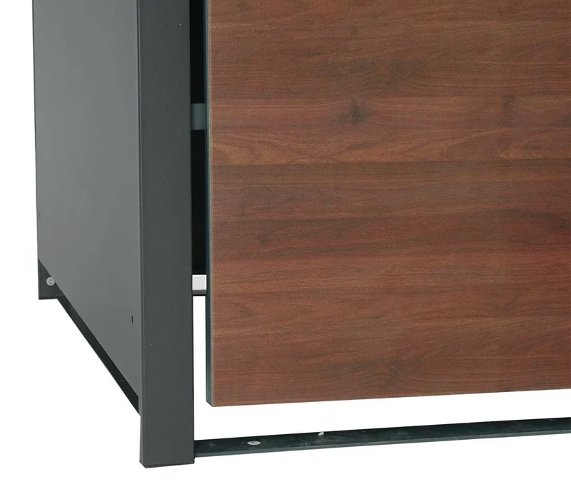 Abri pour 4 poubelles cache-poubelles extérieur extensible métal anthracite aspect bois cerisier foncé 04_0006999