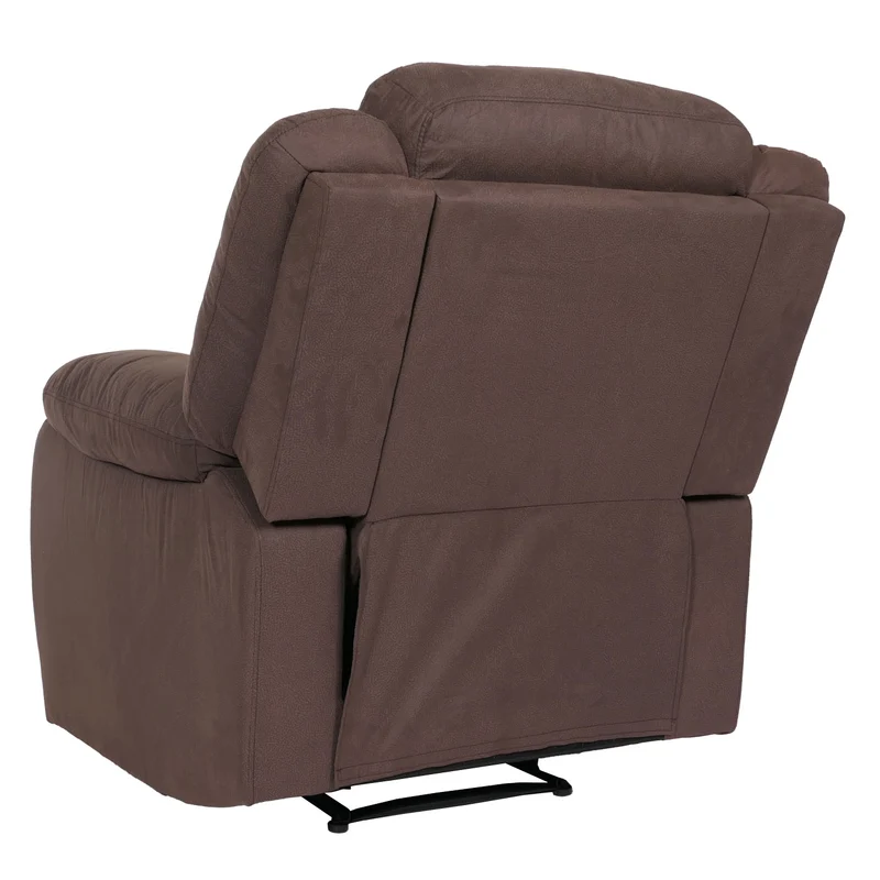 Fauteuil relax TV rembourrage extra épais dossier inclinable avec repose-pieds tissu effet daim marron structure en bois 04_0006887