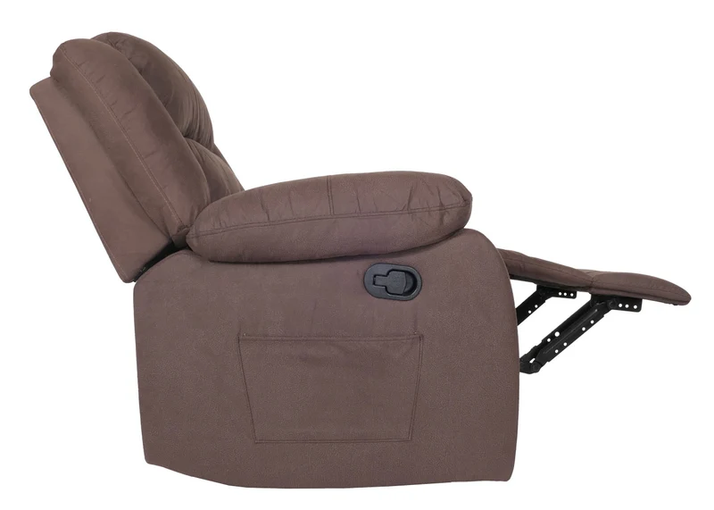 Fauteuil relax TV rembourrage extra épais dossier inclinable avec repose-pieds tissu effet daim marron structure en bois 04_0006887