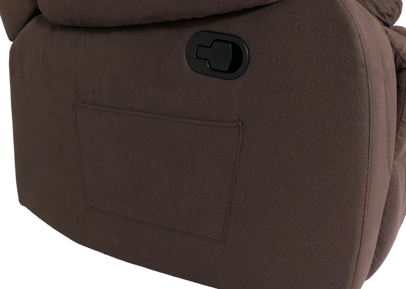 Fauteuil relax TV rembourrage extra épais dossier inclinable avec repose-pieds tissu effet daim marron structure en bois 04_0006887