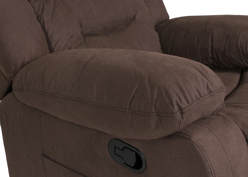 Fauteuil relax TV rembourrage extra épais dossier inclinable avec repose-pieds tissu effet daim marron structure en bois 04_0006887
