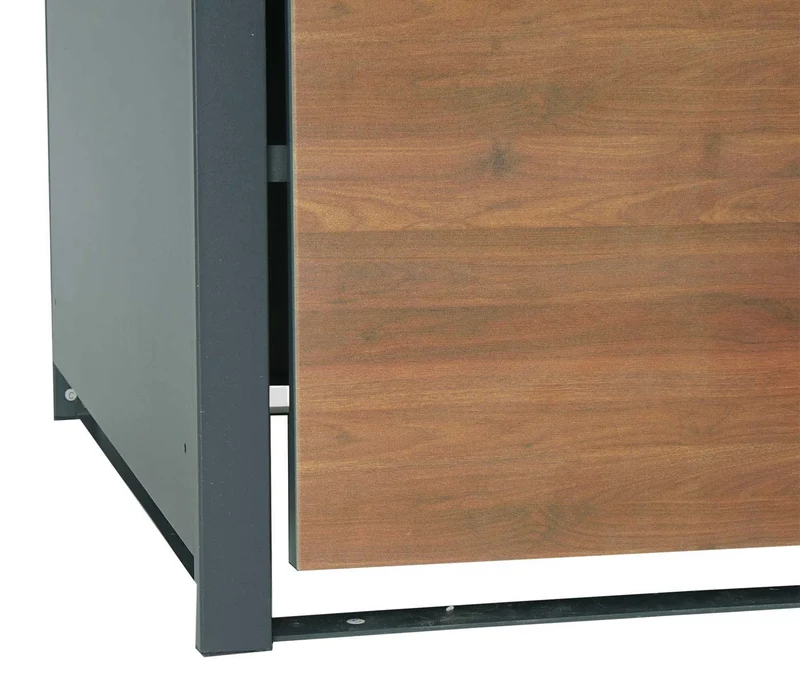 Cache-poubelles simple extensible 117 x 68 x 80 cm métal anthracite finition bois cerisier foncé 04_0005698