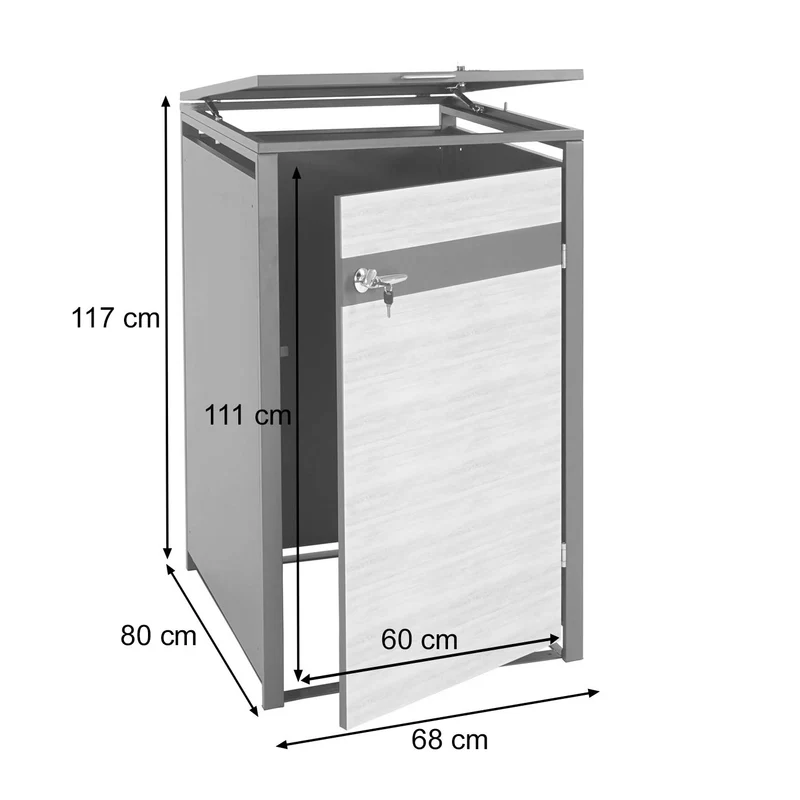 Cache-poubelles simple extensible 117 x 68 x 80 cm métal anthracite finition bois cerisier foncé 04_0005698