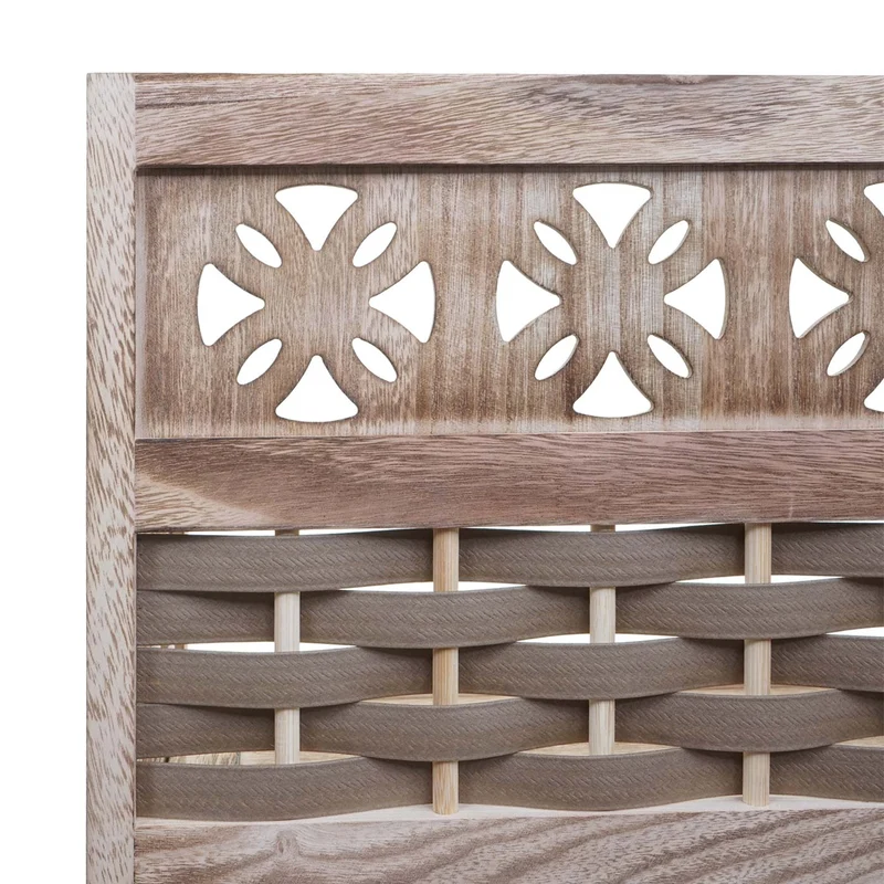 Etagère sur pied pliable 4 niveaux de rangement hauteur 110 cm polyrotin et MDF tresse marron 04_0006784