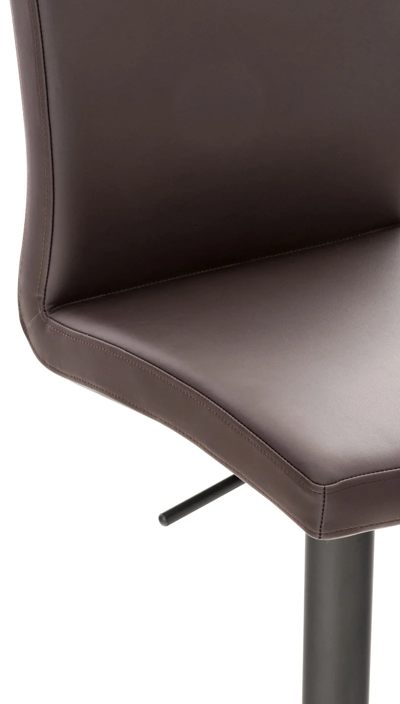Tabouret de bar x1 réglable en hauteur et pivotant à 360° plateforme ronde en métal noir assise en PVC marron 10_0004570