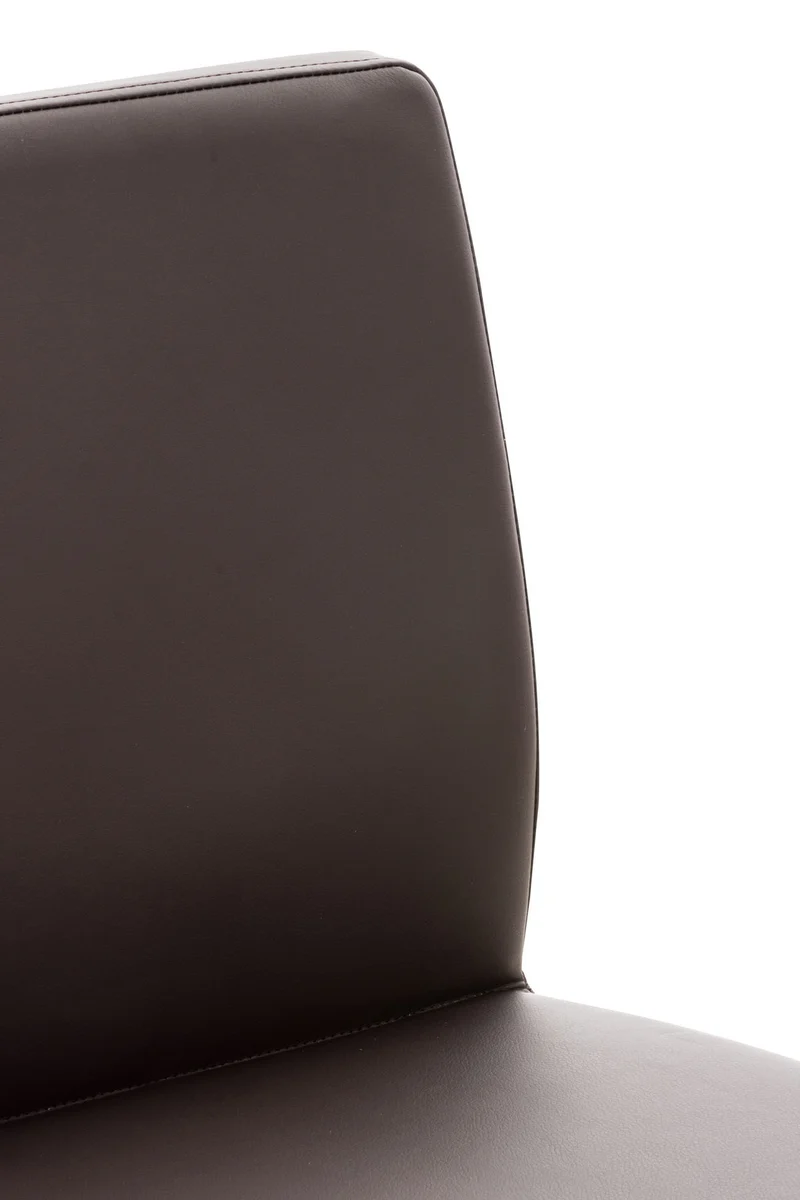 Tabouret de bar x1 réglable en hauteur et pivotant à 360° plateforme ronde en métal noir assise en PVC marron 10_0004570