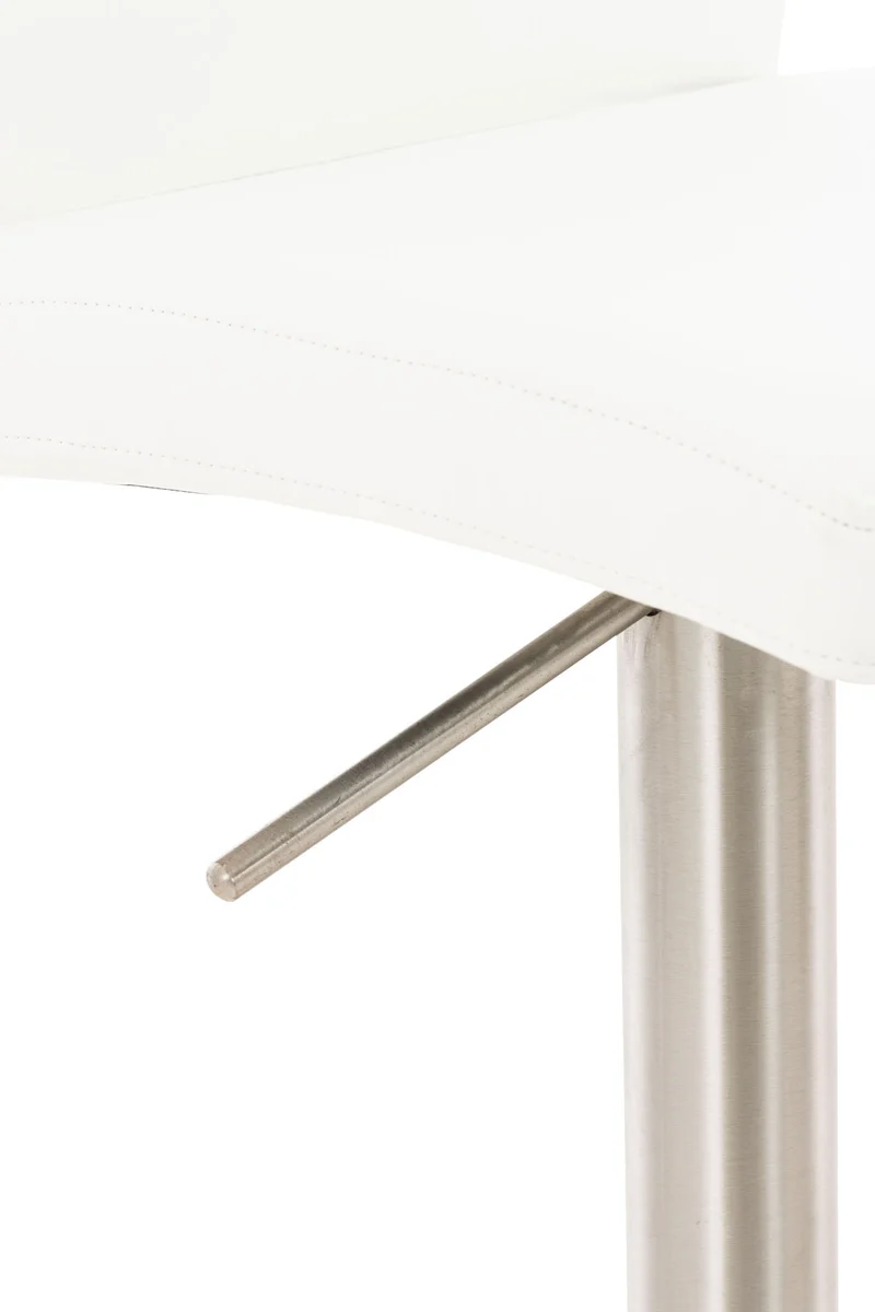 Tabouret de bar x1 réglable en hauteur et pivotant à 360° plateforme ronde en métal assise en PVC blanc 10_0004563