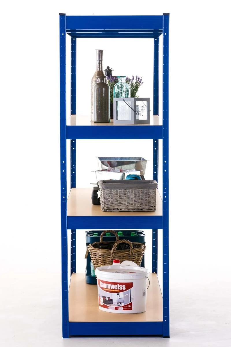 Etagère galvanisée pour charges lourdes en métal 4 niveaux bleu 160x60x180cm ETA10073