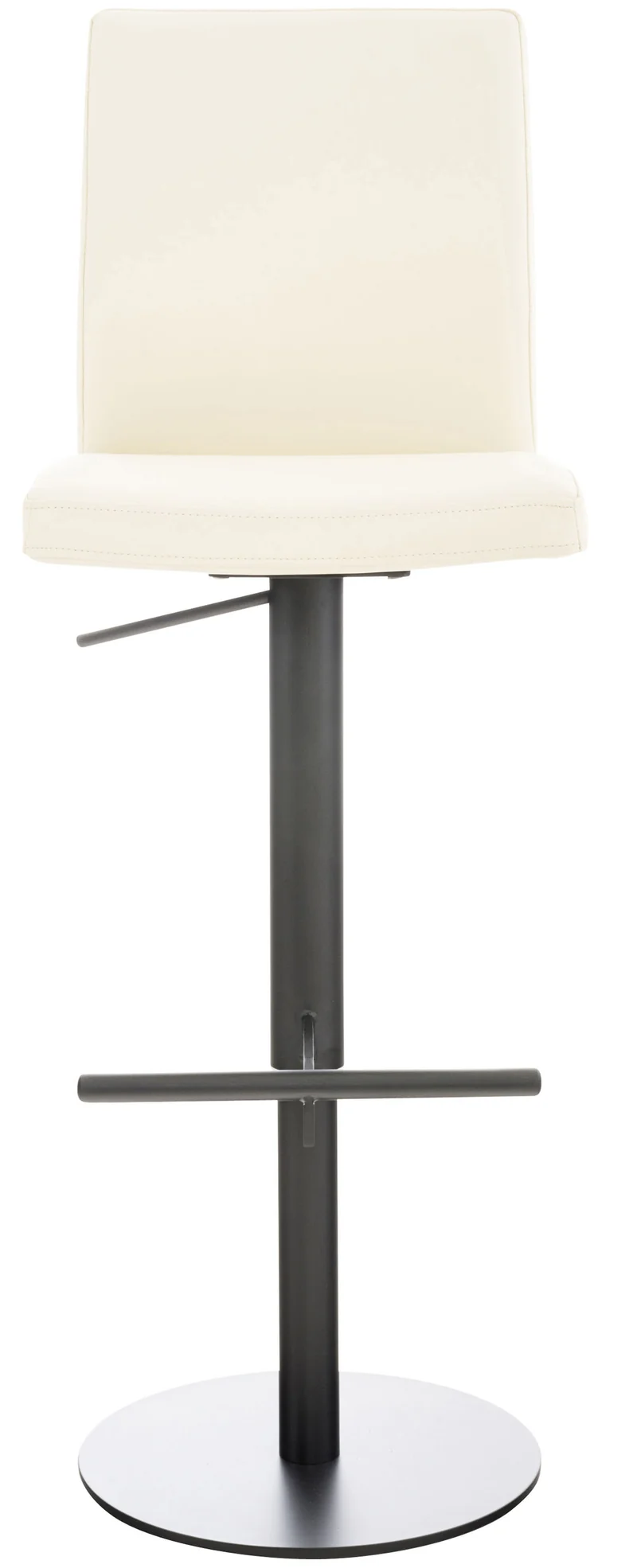 Tabouret de bar x1 réglable en hauteur et pivotant à 360° plateforme ronde en métal noir assise en PVC crème 10_0004567