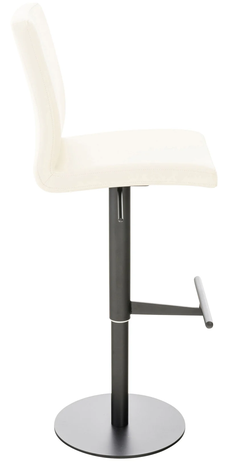 Tabouret de bar x1 réglable en hauteur et pivotant à 360° plateforme ronde en métal noir assise en PVC crème 10_0004567