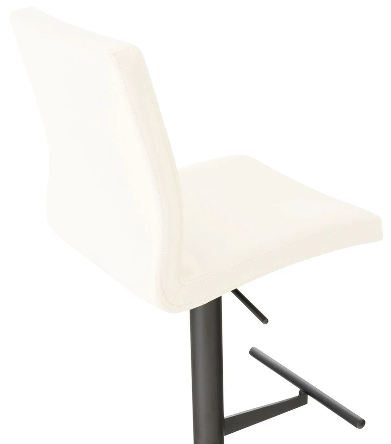 Tabouret de bar x1 réglable en hauteur et pivotant à 360° plateforme ronde en métal noir assise en PVC crème 10_0004567