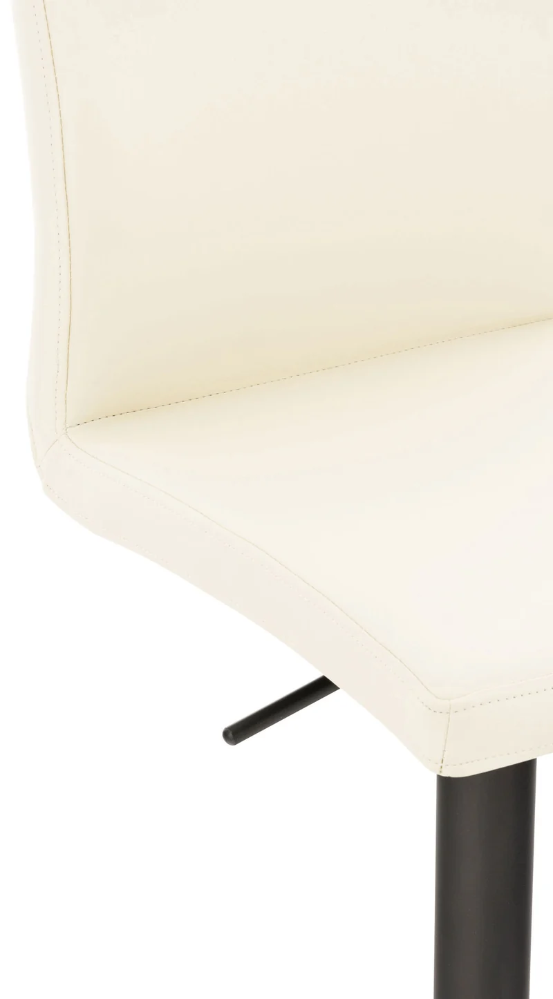 Tabouret de bar x1 réglable en hauteur et pivotant à 360° plateforme ronde en métal noir assise en PVC crème 10_0004567