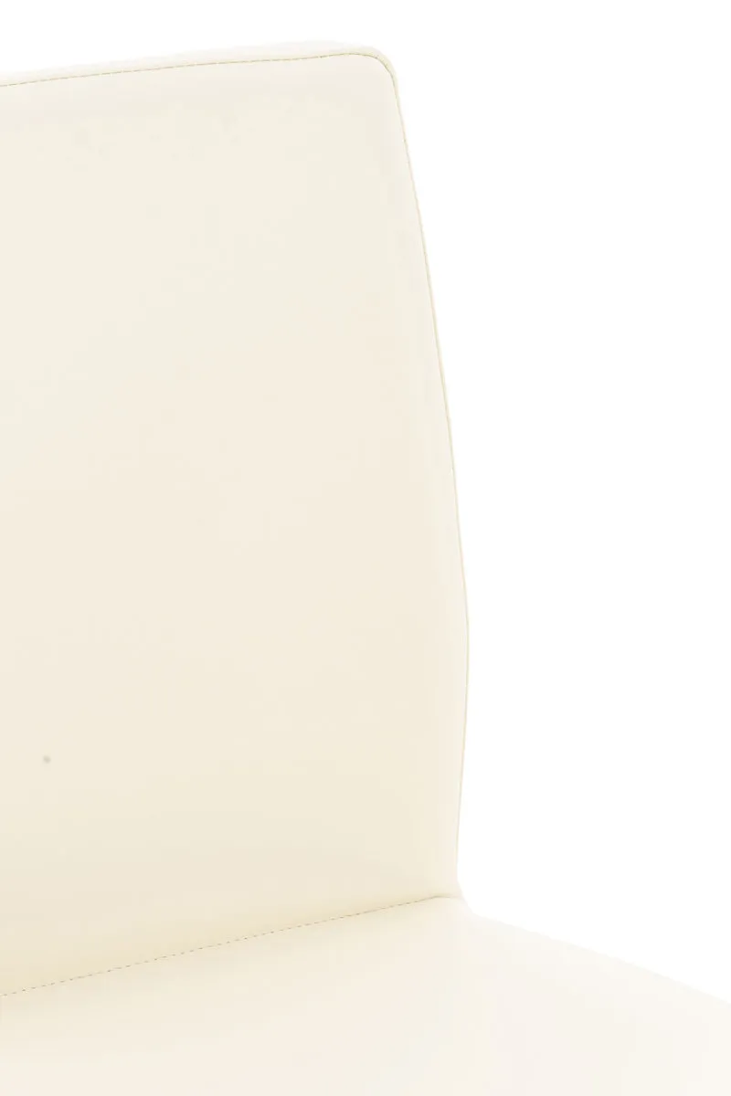 Tabouret de bar x1 réglable en hauteur et pivotant à 360° plateforme ronde en métal noir assise en PVC crème 10_0004567