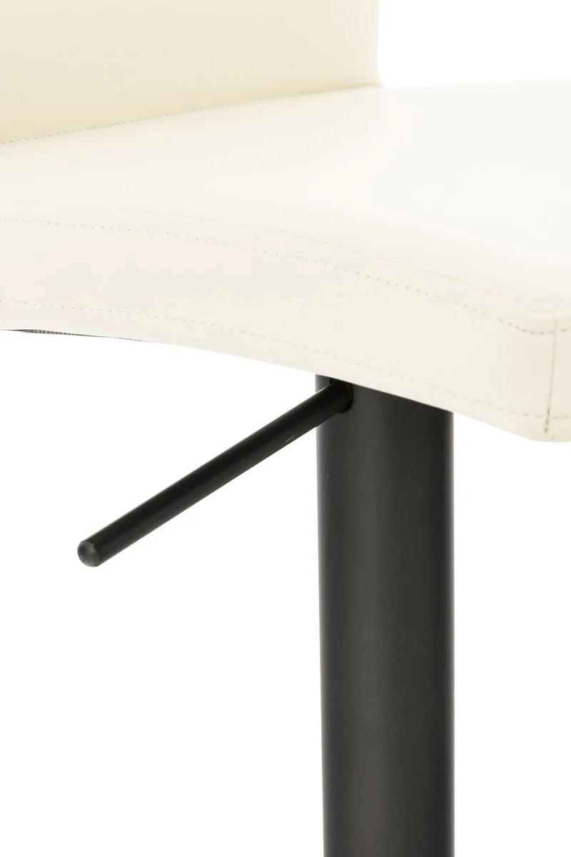 Tabouret de bar x1 réglable en hauteur et pivotant à 360° plateforme ronde en métal noir assise en PVC crème 10_0004567