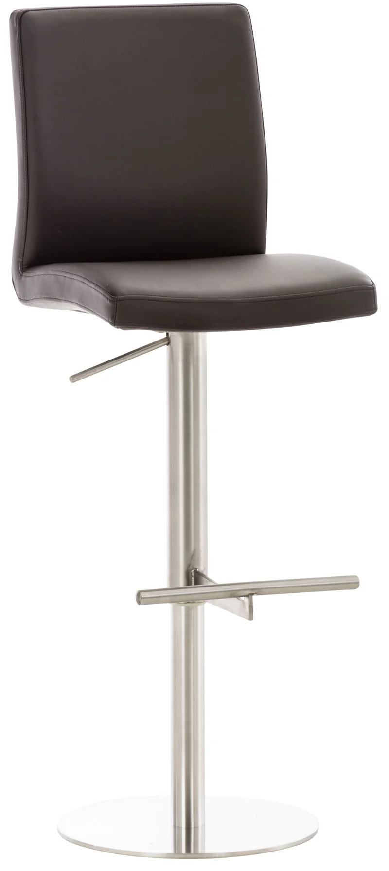 Tabouret de bar x1 réglable en hauteur et pivotant à 360° plateforme ronde en métal assise en PVC marron 10_0004565