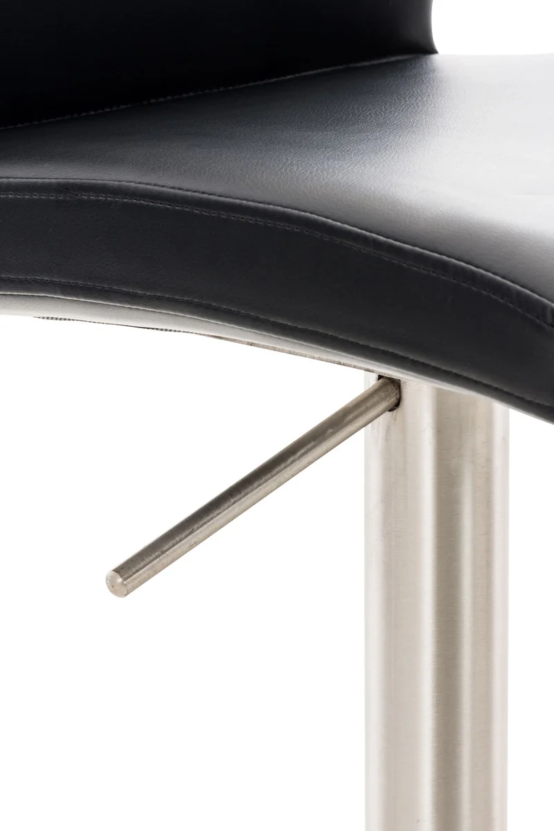 Tabouret de bar x1 réglable en hauteur et pivotant à 360° plateforme ronde en métal assise en PVC noir 10_0004561