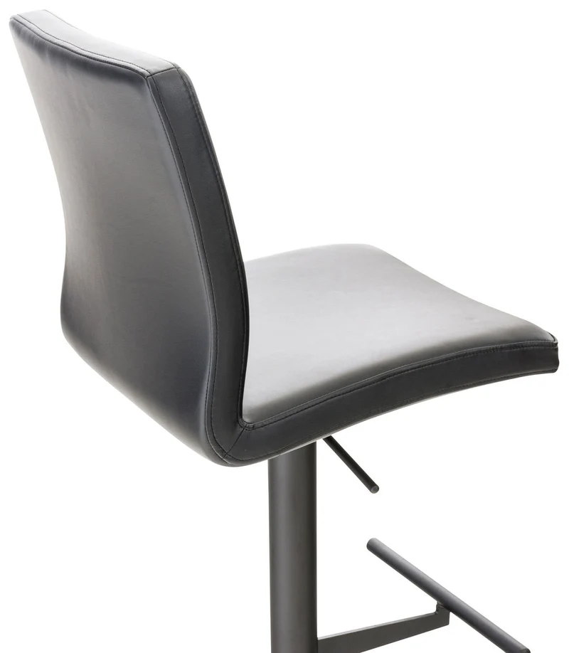 Lot de 2 tabourets de bar avec repose-pieds et dossier assise en similicuir noir cadre métal noir 10_0006747