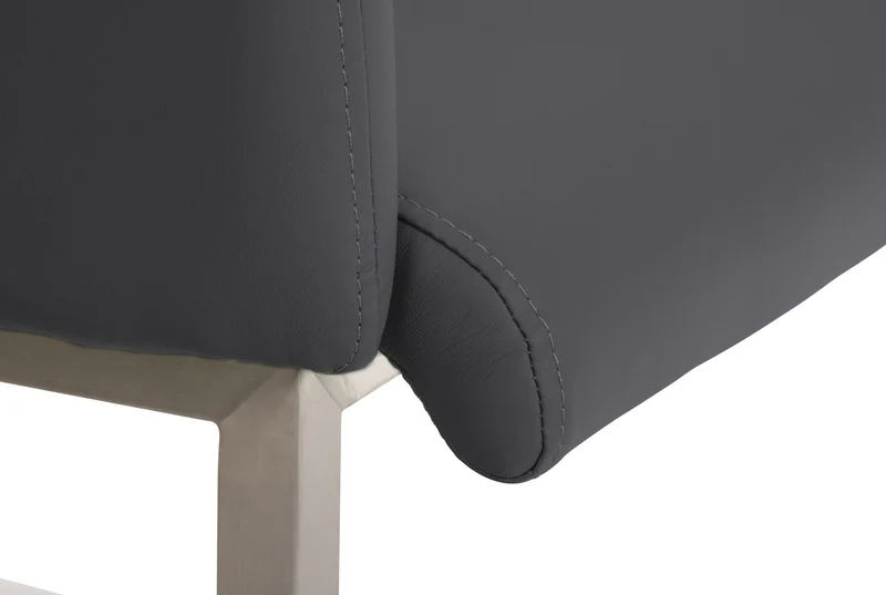 Chaise de salle à manger fauteuil visiteur design moderne en PVC gris et acier inoxydable 10_0001916