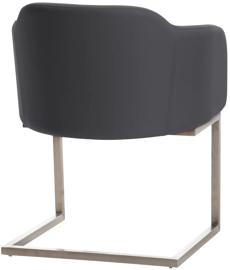 Chaise de salle à manger fauteuil visiteur design moderne en PVC gris et acier inoxydable 10_0001916