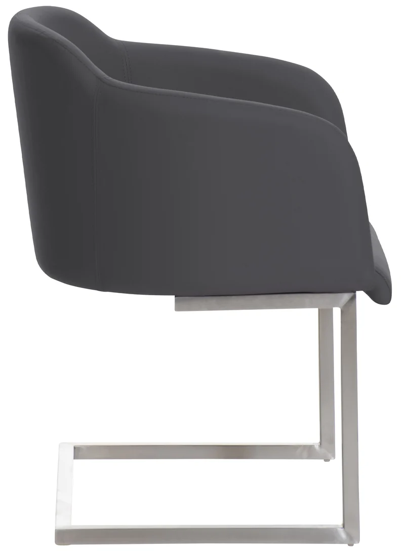 Chaise de salle à manger fauteuil visiteur design moderne en PVC gris et acier inoxydable 10_0001916
