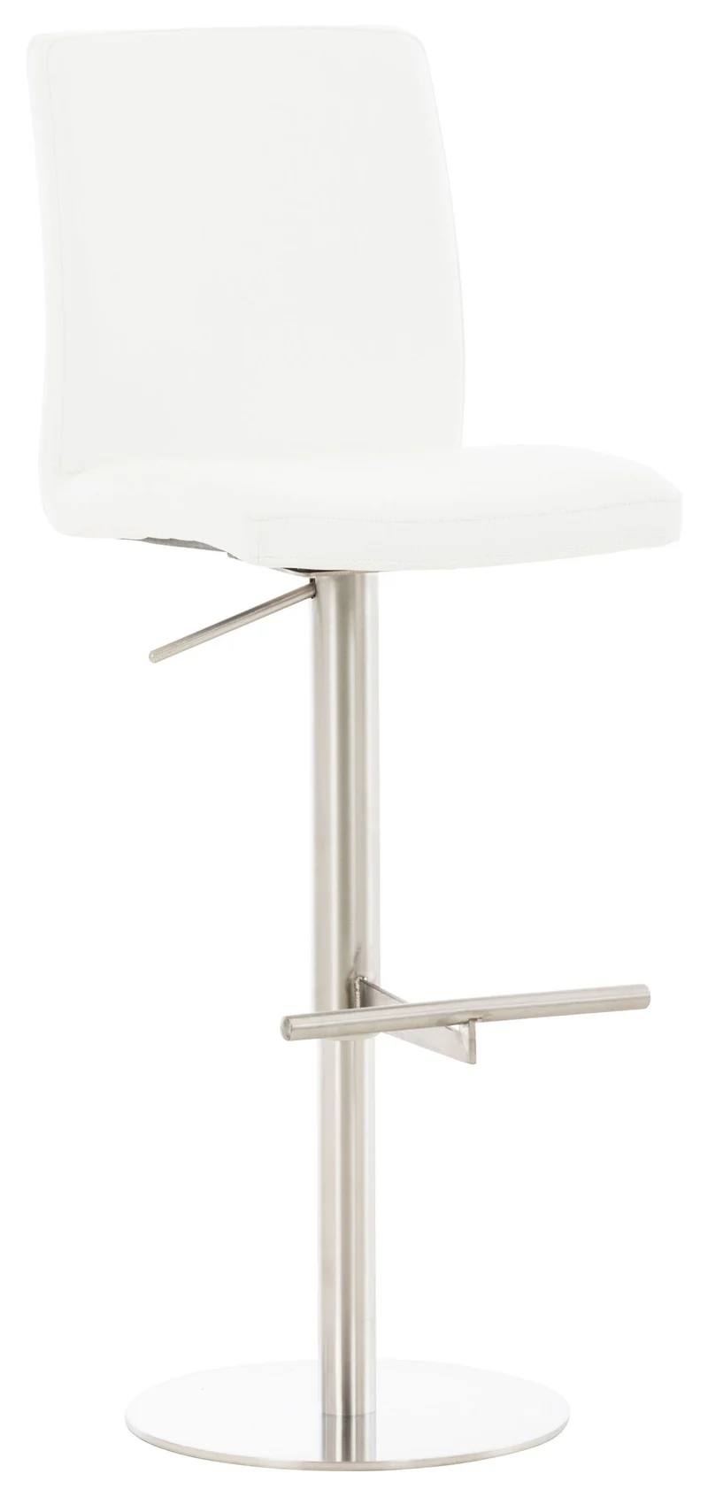 Lot de 2 tabourets de bar avec repose-pieds et dossier assise en similicuir blanc cadre acier inoxydable 10_0006241
