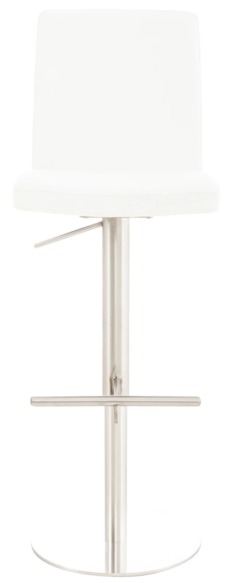 Lot de 2 tabourets de bar avec repose-pieds et dossier assise en similicuir blanc cadre acier inoxydable 10_0006241