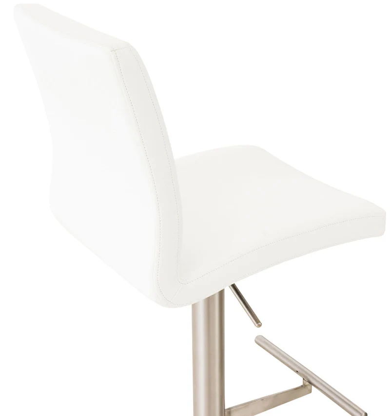 Lot de 2 tabourets de bar avec repose-pieds et dossier assise en similicuir blanc cadre acier inoxydable 10_0006241