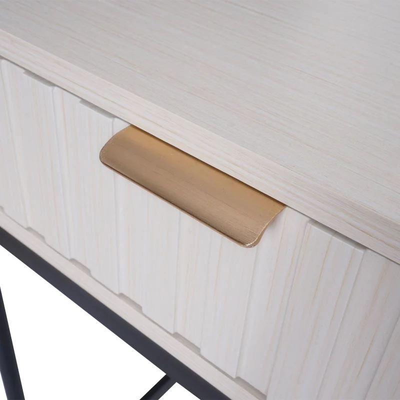 Table console table téléphone table d’appoint style industriel avec 2 tiroirs 85 x 100 x 40 cm mélaminé blanc et métal finition 04_0009272