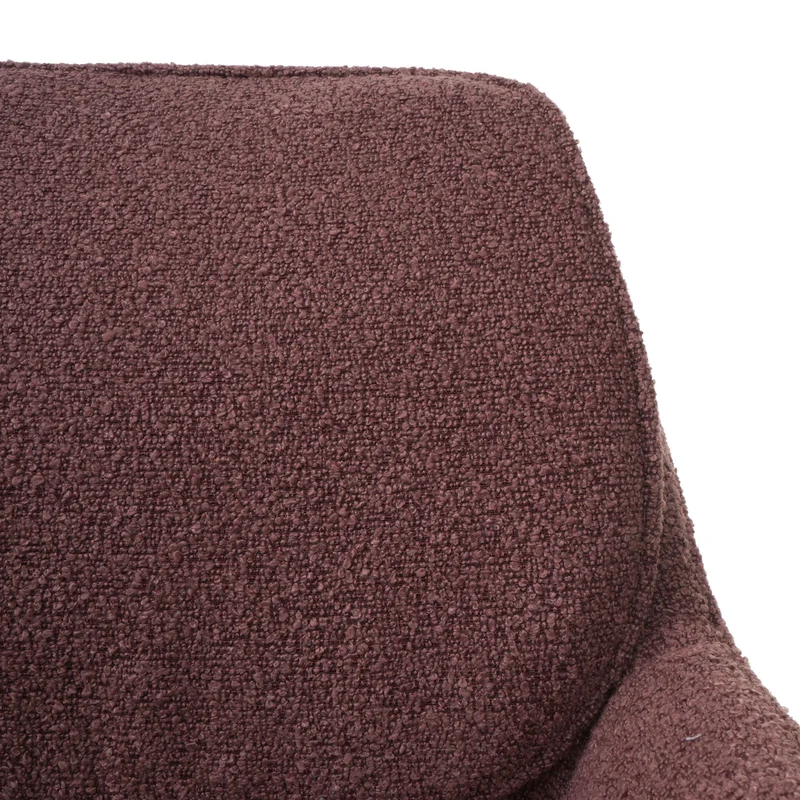 Lot de 2 chaises de salle à manger pivotante 180° avec retour automatique tissu bouclé brun clair piètement en forme de trépied fer noir 04_0009971
