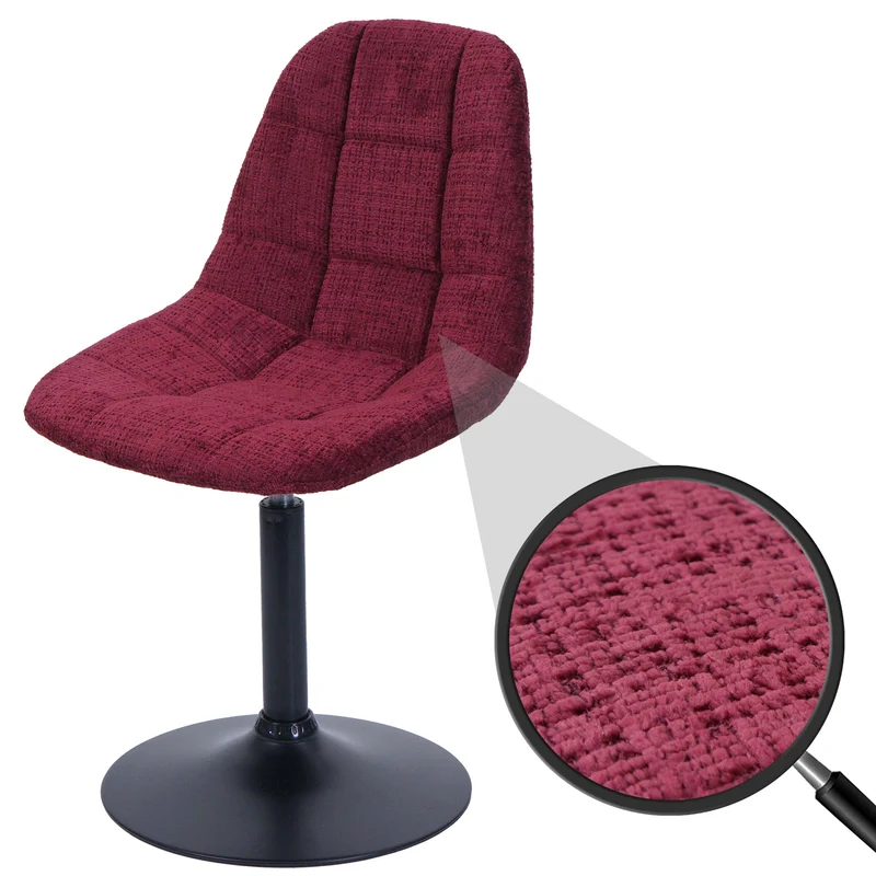 Chaise de salle à manger pivotante 360° en tissu chenille bordeaux pied acier noir mat 04_0009894