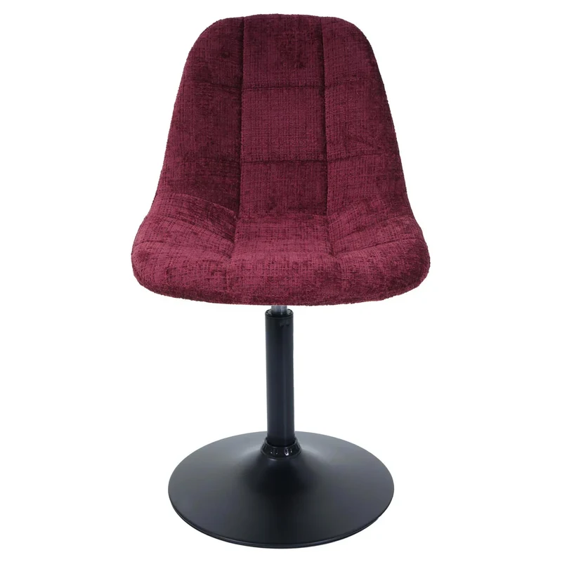Chaise de salle à manger pivotante 360° en tissu chenille bordeaux pied acier noir mat 04_0009894
