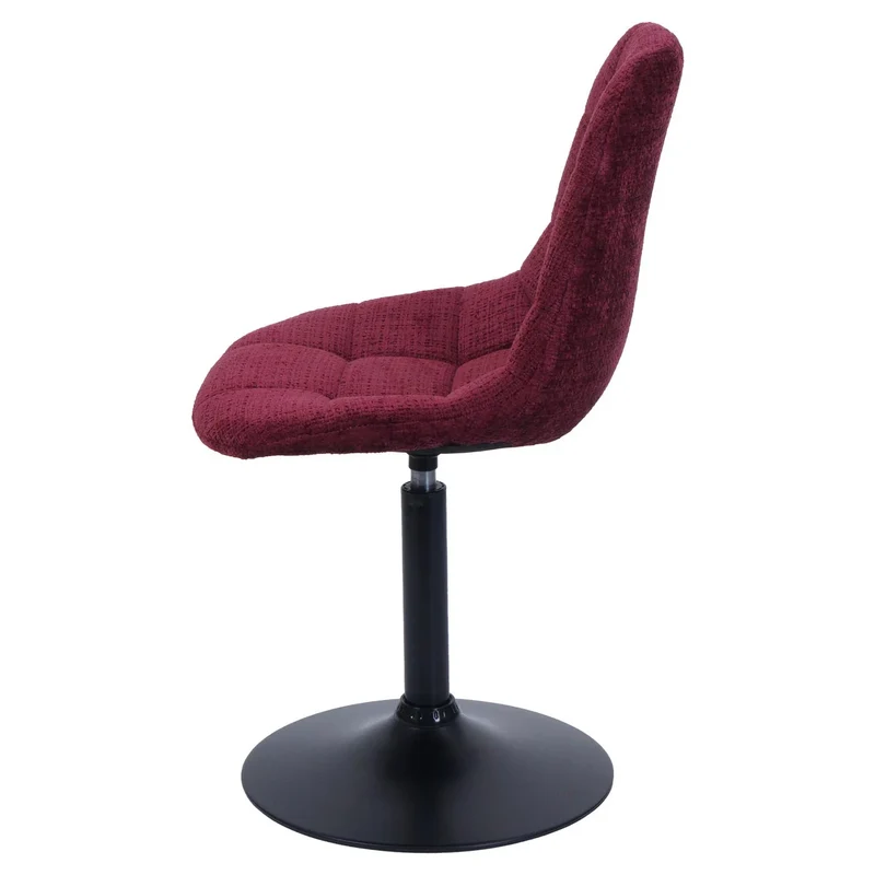 Chaise de salle à manger pivotante 360° en tissu chenille bordeaux pied acier noir mat 04_0009894