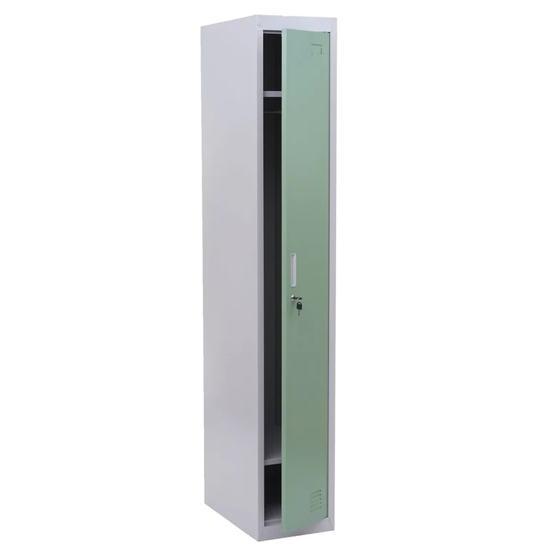 Casier armoire à vêtements avec tringle à vêtements et miroir 180 x 30 x 50 cm en métal menthe 04_0010937