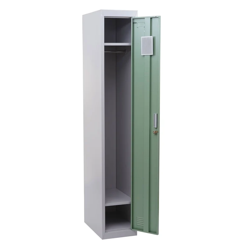 Casier armoire à vêtements avec tringle à vêtements et miroir 180 x 30 x 50 cm en métal menthe 04_0010937