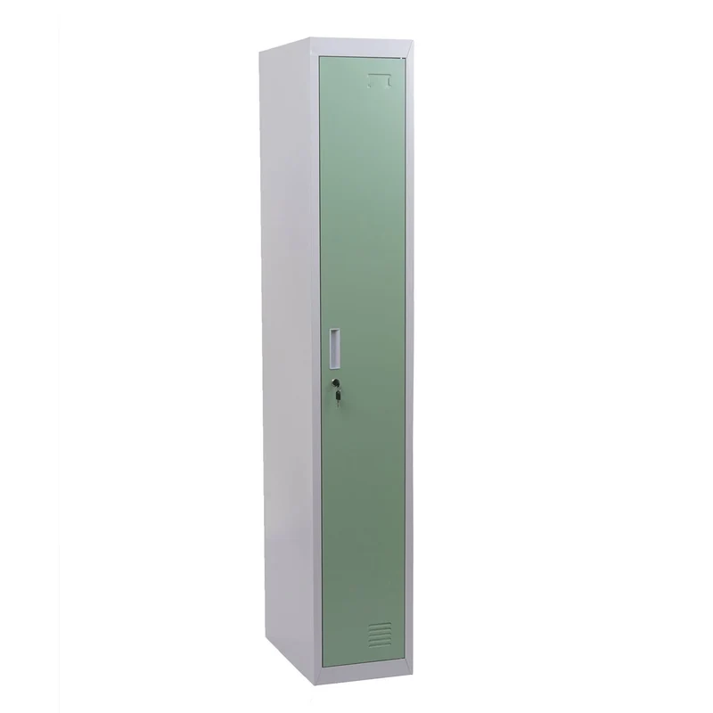 Casier armoire à vêtements avec tringle à vêtements et miroir 180 x 30 x 50 cm en métal menthe 04_0010937