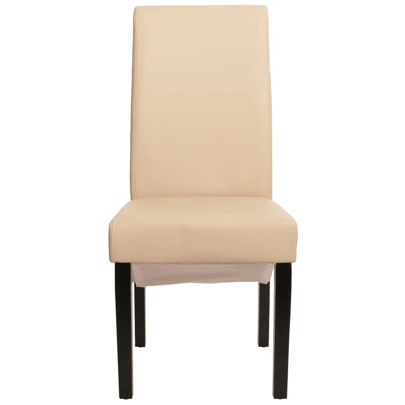Lot de 2 chaises de salle à manger chaise rembourrée en cuir crème pieds foncés 04_0011536