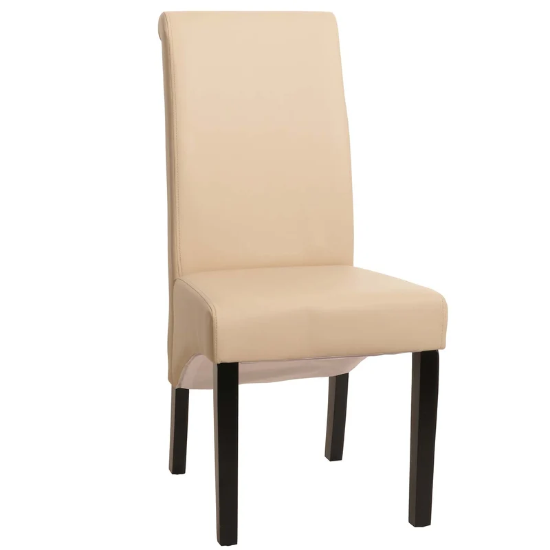 Lot de 2 chaises de salle à manger chaise rembourrée en cuir crème pieds foncés 04_0011536