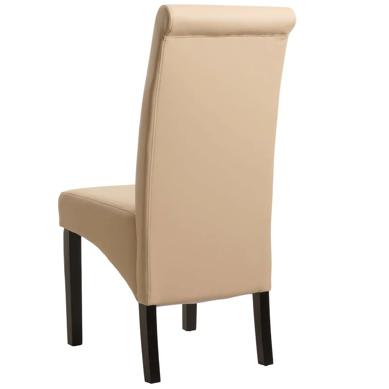 Lot de 2 chaises de salle à manger chaise rembourrée en cuir crème pieds foncés 04_0011536