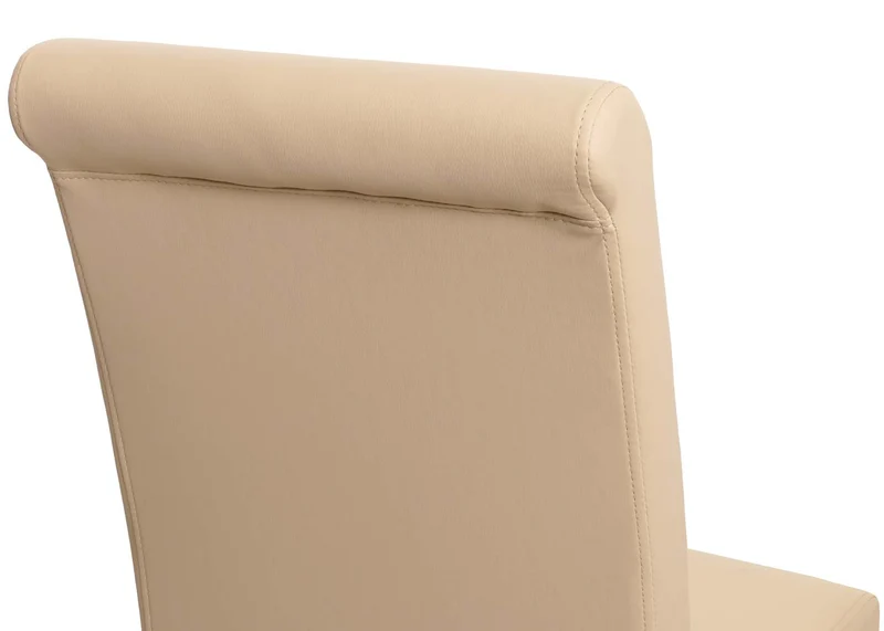 Lot de 2 chaises de salle à manger chaise rembourrée en cuir crème pieds foncés 04_0011536