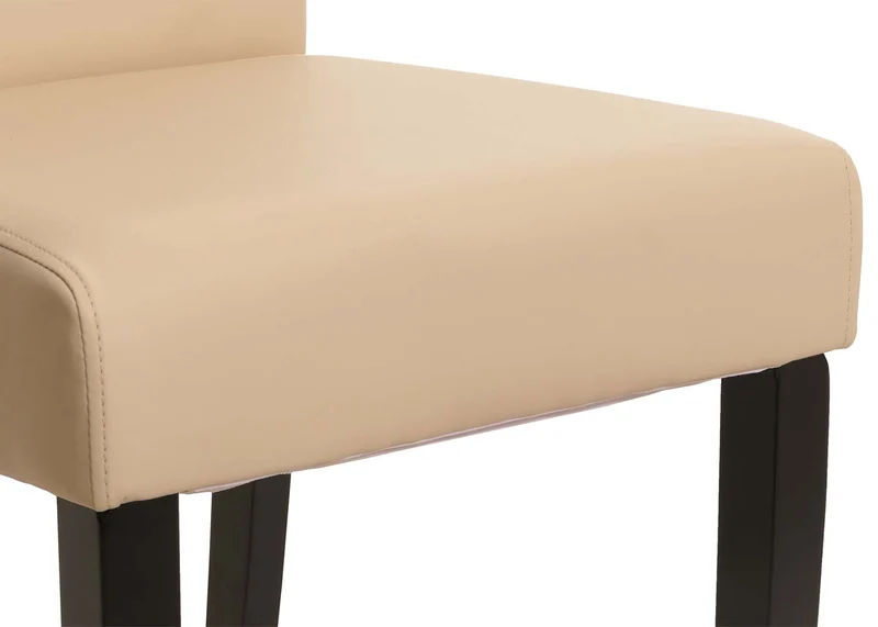 Lot de 2 chaises de salle à manger chaise rembourrée en cuir crème pieds foncés 04_0011536