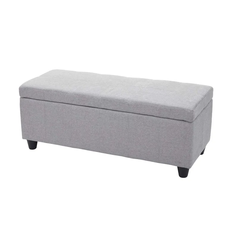 Banquette coffre de rangement avec assise rembourrée 45 x 114 x 45 cm en tissu gris clair 04_0010868
