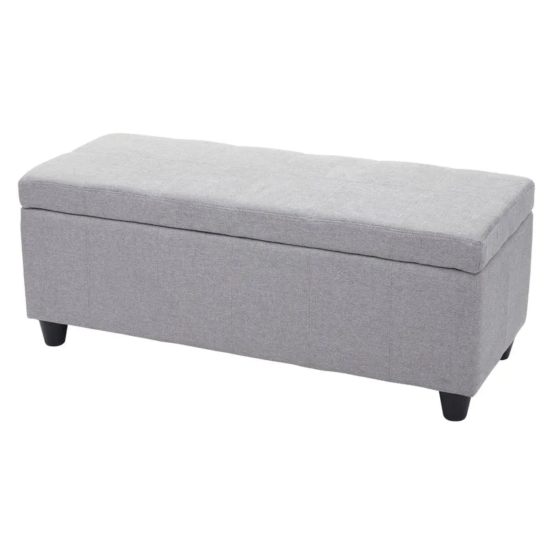 Banquette coffre de rangement avec assise rembourrée 45 x 114 x 45 cm en tissu gris clair 04_0010868