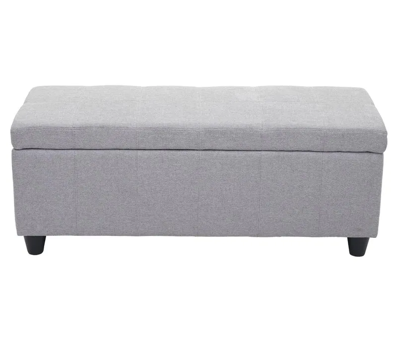 Banquette coffre de rangement avec assise rembourrée 45 x 114 x 45 cm en tissu gris clair 04_0010868