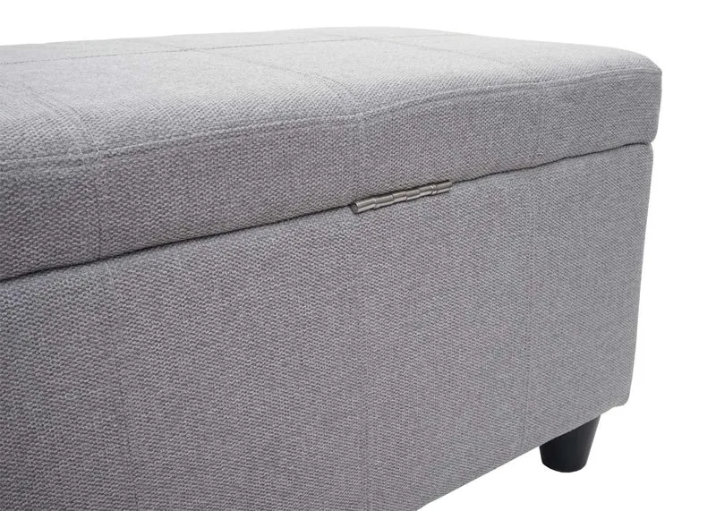 Banquette coffre de rangement avec assise rembourrée 45 x 114 x 45 cm en tissu gris clair 04_0010868