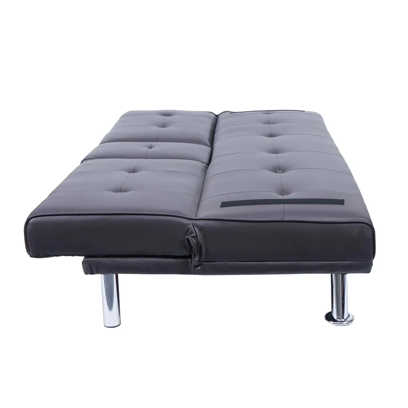 Canapé 3 places convertible avec porte-gobelets rabattables dossier réglable 166 x 97 cm similicuir marron 04_0010967