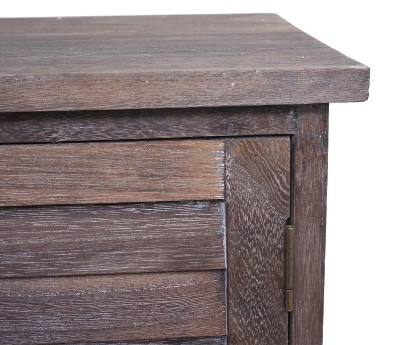 Meuble sous lavabo salle de bain en bois massif marron vieilli avec paniers de rangement 60 x 65 x 31 cm 04_0010634