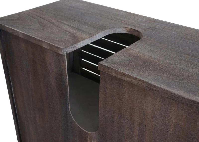 Meuble sous lavabo salle de bain en bois massif marron vieilli avec paniers de rangement 60 x 65 x 31 cm 04_0010634
