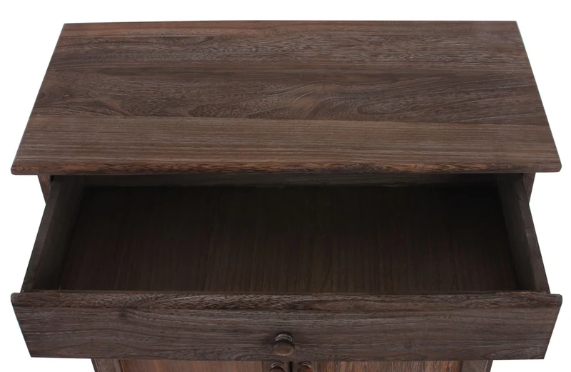 Commode vintage style shabby chic meuble de rangement en bois de paulownia marron avec tiroir et étagères, 78 x 66 x 33 cm 04_0011440